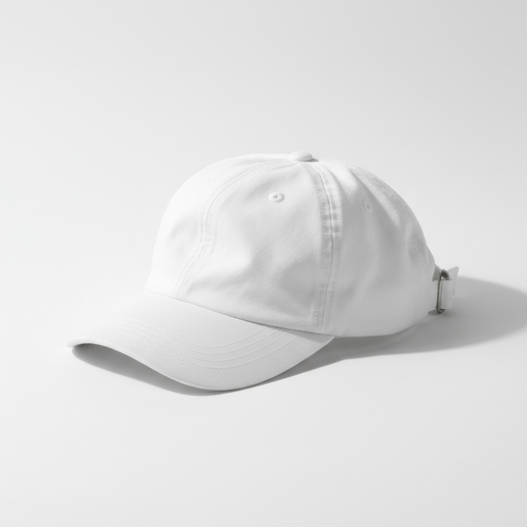 Soft Low-Profile Cap — A gently folded shallow crown with a softly curved visor.