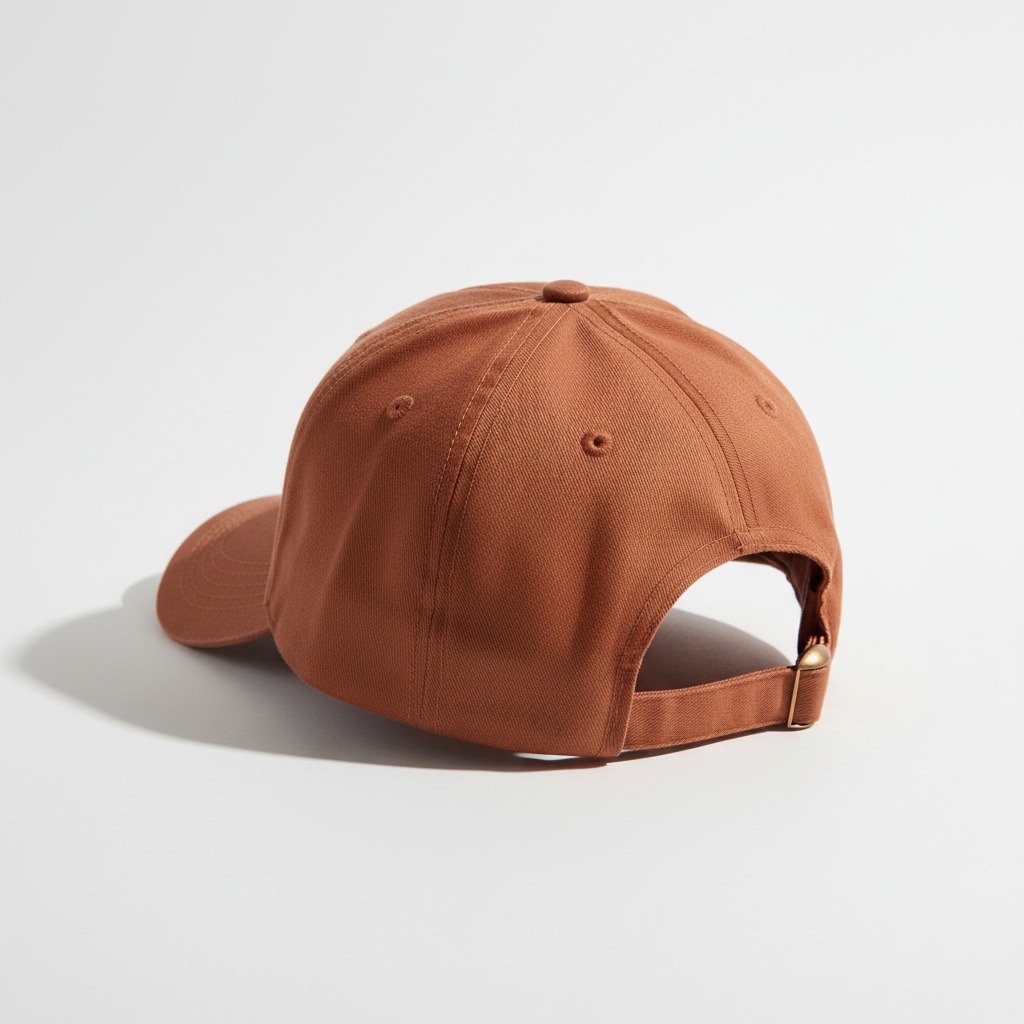Six-Panel Curved-Brim Cap — rear opening and full adjustment closure