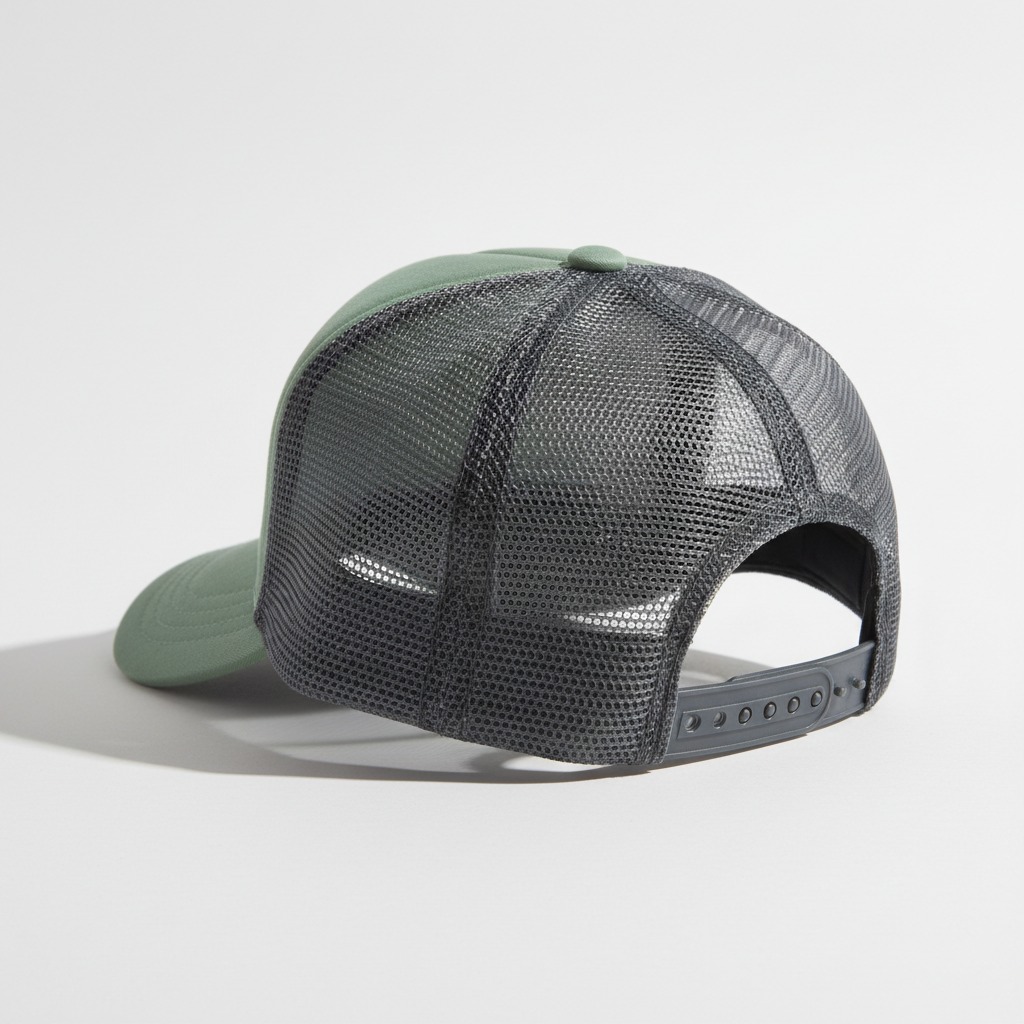 Mesh-Back Trucker Cap — rear opening and full adjustment closure